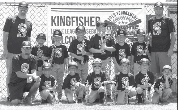 KINGFISHER SMASH is headed to the OK Kids state t-ball tournament this week after winning last weekend’s regional. Team members are, from left: front row, coach Quinton Cline, Bryson Black, Jiles Braun, Kolton Cline, Gattlon Meier, Cooper Myers and Huds Article Image Alt Text