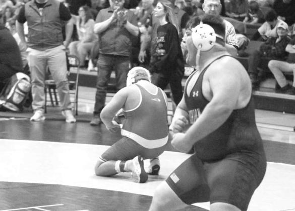 CASHION HEAVYWEIGHT Matthew Stockton reacts after winning his regional semifinal last Saturday. The victory secured his spot at the Class 3A state wrestling tournament for a second straight year. [KT&amp;FP Staff Photo]