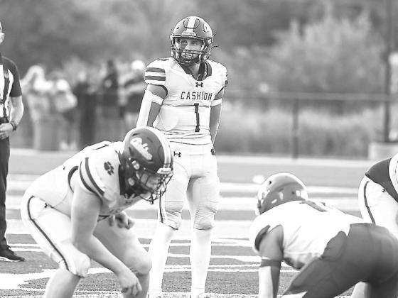CASHION QB Kellen Smith, picutred in the team’s season opener against Hennessey, accounted for more than 300 yards of offense last Friday, but the Wildcats were ousted from the playoffs in a 24-14 loss at Minco. [Photo by Rylee Broadbent]