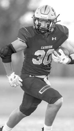 CASHION’S Kaleb Duran (50), Kellen Smith (1) and Rival Fields (30) earned top position honors in District A-I-1. [Photos by Brad Stone/www.bestone.shootproof.com]