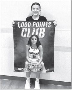 RYLEE BUCK was presented a banner after surpassing 1,000 career points last Friday. [Photo provided]