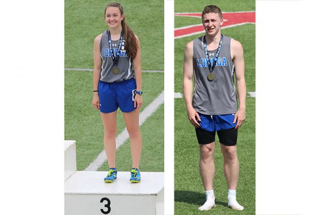 AMONG Lomega’s top performers at the Class A state meet were Haley Hutchison, left, and Riley Lumpkin, right. Article Image Alt Text