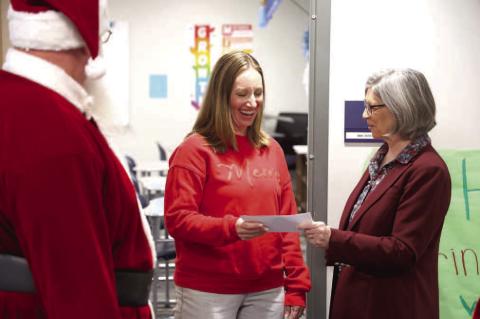 KEF GRANT recipients included Whitney Hauser (above) a seventh grade teacher at the junior high who requested funds to purchase cards for a nursing home and Mandy Owens (below) the district’s band instructor. She plans to purchase new base drums and car