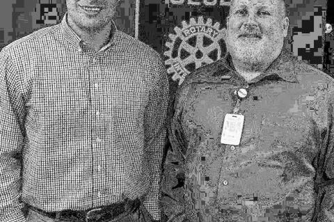 ROTARY CLUB – George Emmert, right, was the guest speaker of the Kingfisher Rotary Club last Tuesday. Emmert is a registered nurse and is program director for Mercy Hospital’s Senior Life Solutions program in Kingfisher. Emmert said the program is des