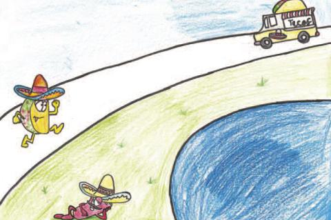 RUNNING TACO – This drawing by Melissa De La Torre of Kingfisher was used in the Kingfisher Trails grant application for its TACO-23 Project. That application was eventually approved and Kingfisher Trails is currently accepting bids on the project that 