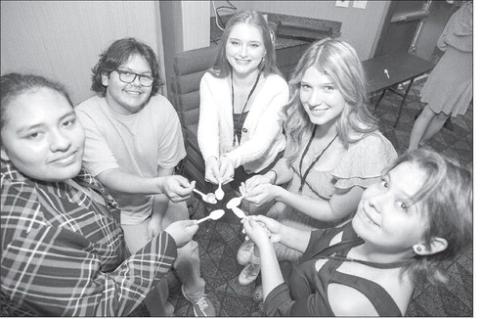 SPREADING HEALTHY MESSAGES - Hennessey’s Landon Lopez, second from left, is the local co-leader of Youth Action for Health Leadership. Pictured with him are, from left, Ginavie Carpenter, Abigail Holsten (also from Hennessey), Hallie Bennett and Sage Co