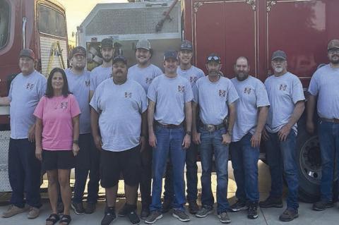 DOVER Fire Department, from left: Jeff Johnson, Clay Vincent, Holly Sisco, Lane Gardner, Stanton Sawyers, Calvin Dhonde,Derrik Fuksa, Brandon Haymaker, Yosbith Fierro, Troy Gilbert, Hesston Milner, Kenny Grellner, Laramie Bullard, Kevin Johnson and Byron 