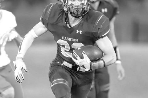 CASHION RUNNING back Jayden Bolton ran for 202 yards and five touchdowns in the Wildcats’ 42-14 win at No. 4 Walters last Friday. Bolton had four straight rushing touchdowns in the second half as part of a 35-0 spurt by the Wildcats. [Photo by Brad Stone/www. bestone.shootproof.com]