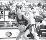 BREE YOST attempts to score in the paint (right) and Hadley Ott shoots a 3-pointer (below) during Lomega’s loss to Washington on Tuesday. [Photos by Russell Stitt/ www.stitt.smugmug.com]